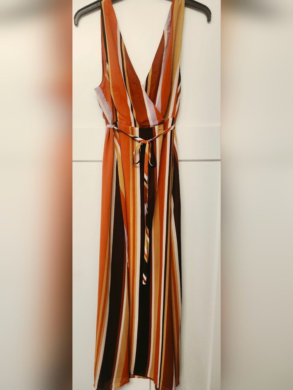 Women's Striped Maxi Dress - Rust Multi